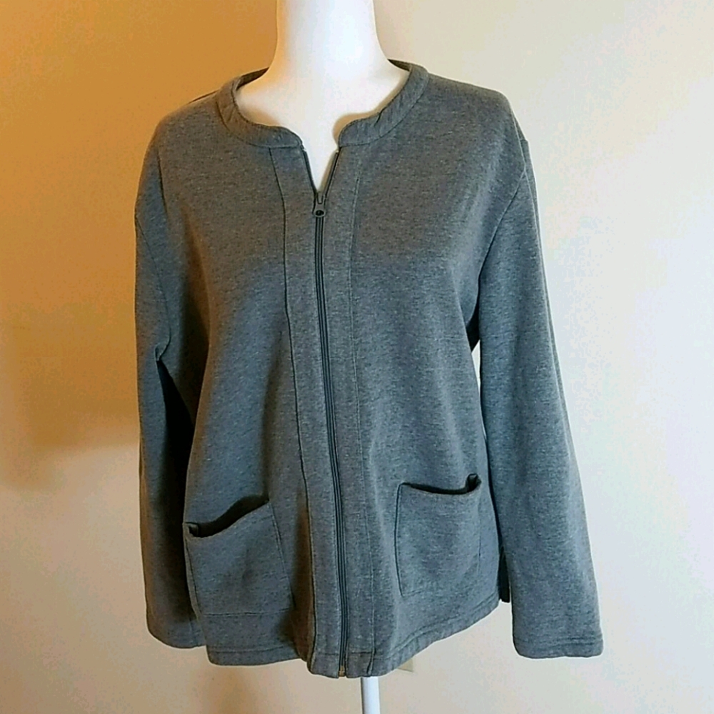 Hasting & Smith gray fleece zipper front jacket
